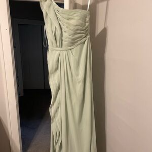 Azazie One-Shoulder Light Green Dress